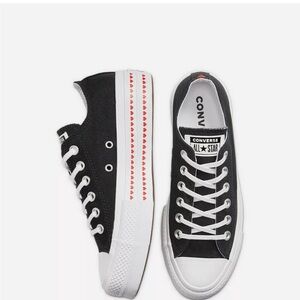 Love Fearlessly x Converse Chuck Taylor All Star Black Platform Sneaker Size 6.5